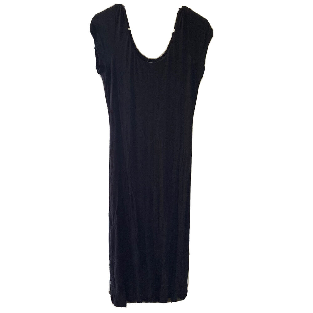 Minty Dress Sz XL Black Cap Sleeve Scoop Neck Knit Maxi Summer Casual Solid